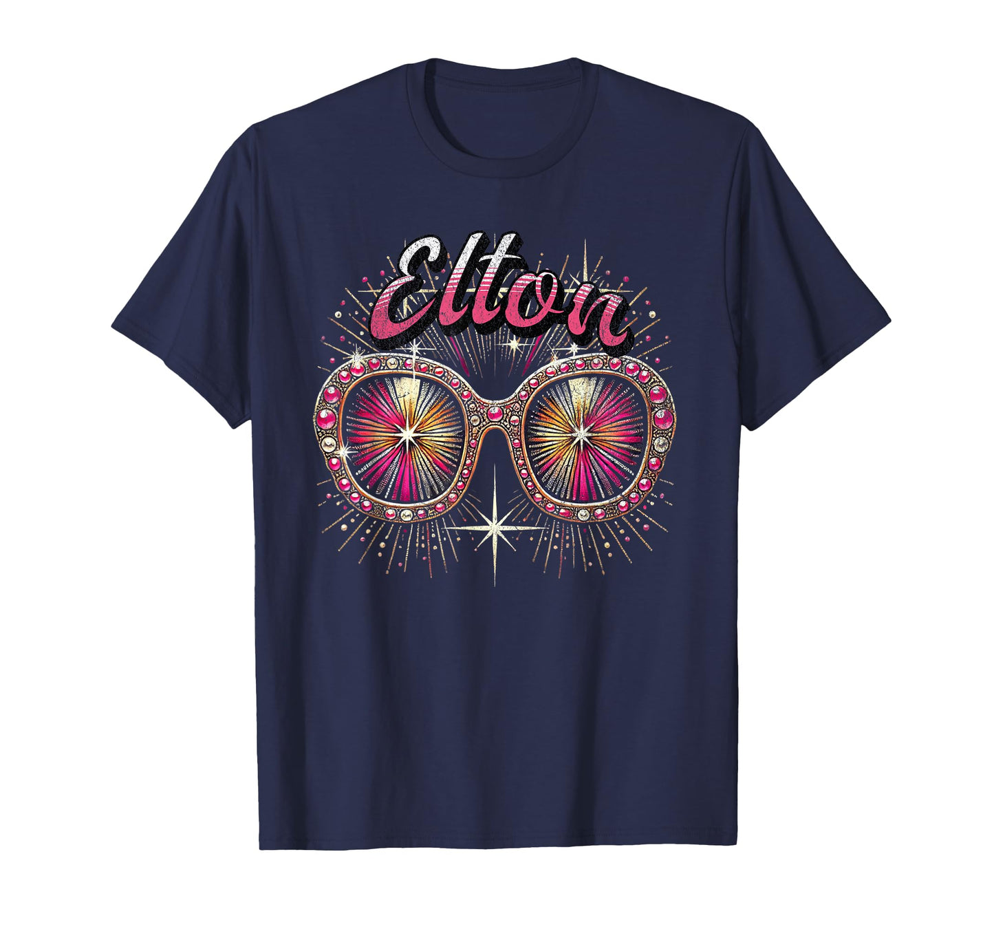 Elton First Name T With Glasses Personalized Vintage Tee T-Shirt