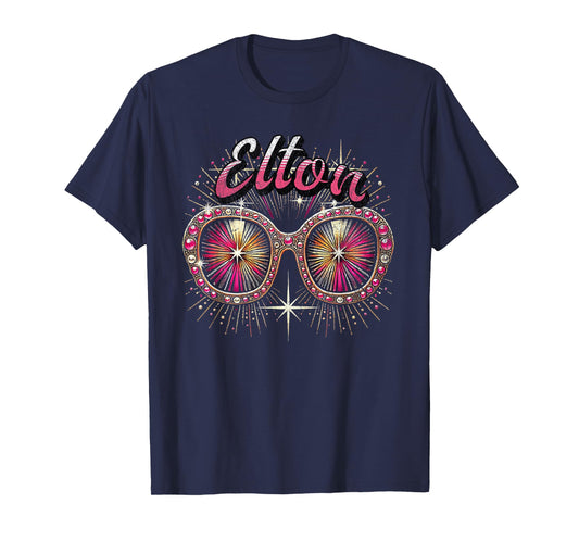 Elton First Name T With Glasses Personalized Vintage Tee T-Shirt