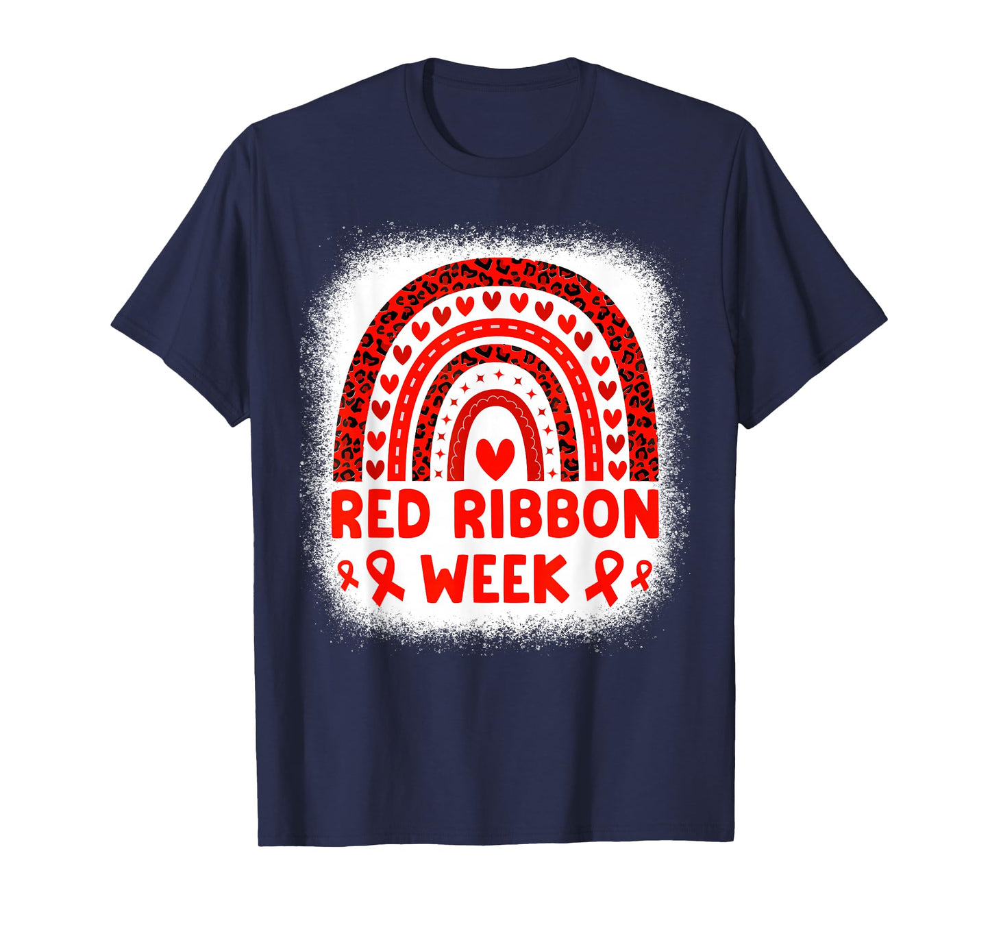 Red Ribbon Week Awareness Rainbow Men Women Kids Red Ribbon T-Shirt