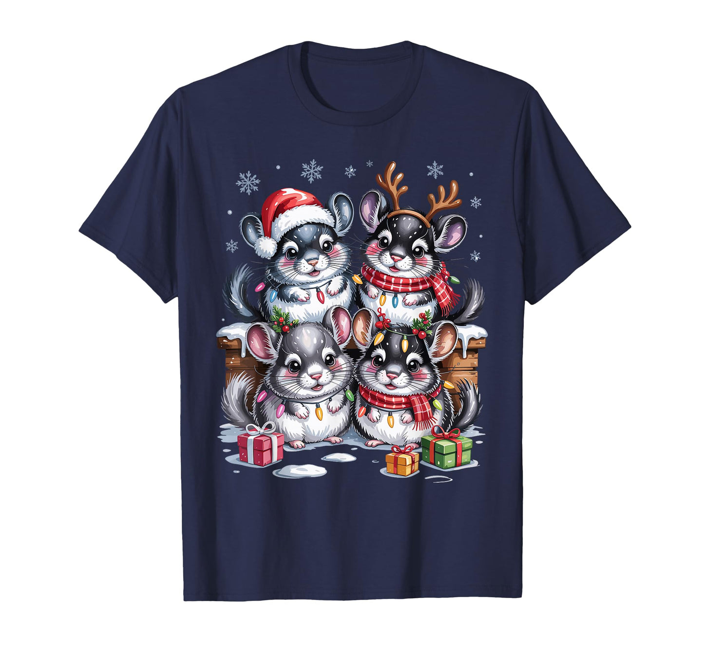 Chinchilla Christmas Cute Pet Lovers Funny Holiday Pajamas T-Shirt