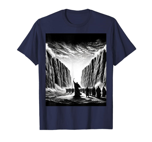 Moses parting the Red Sea with the Israelites T-Shirt