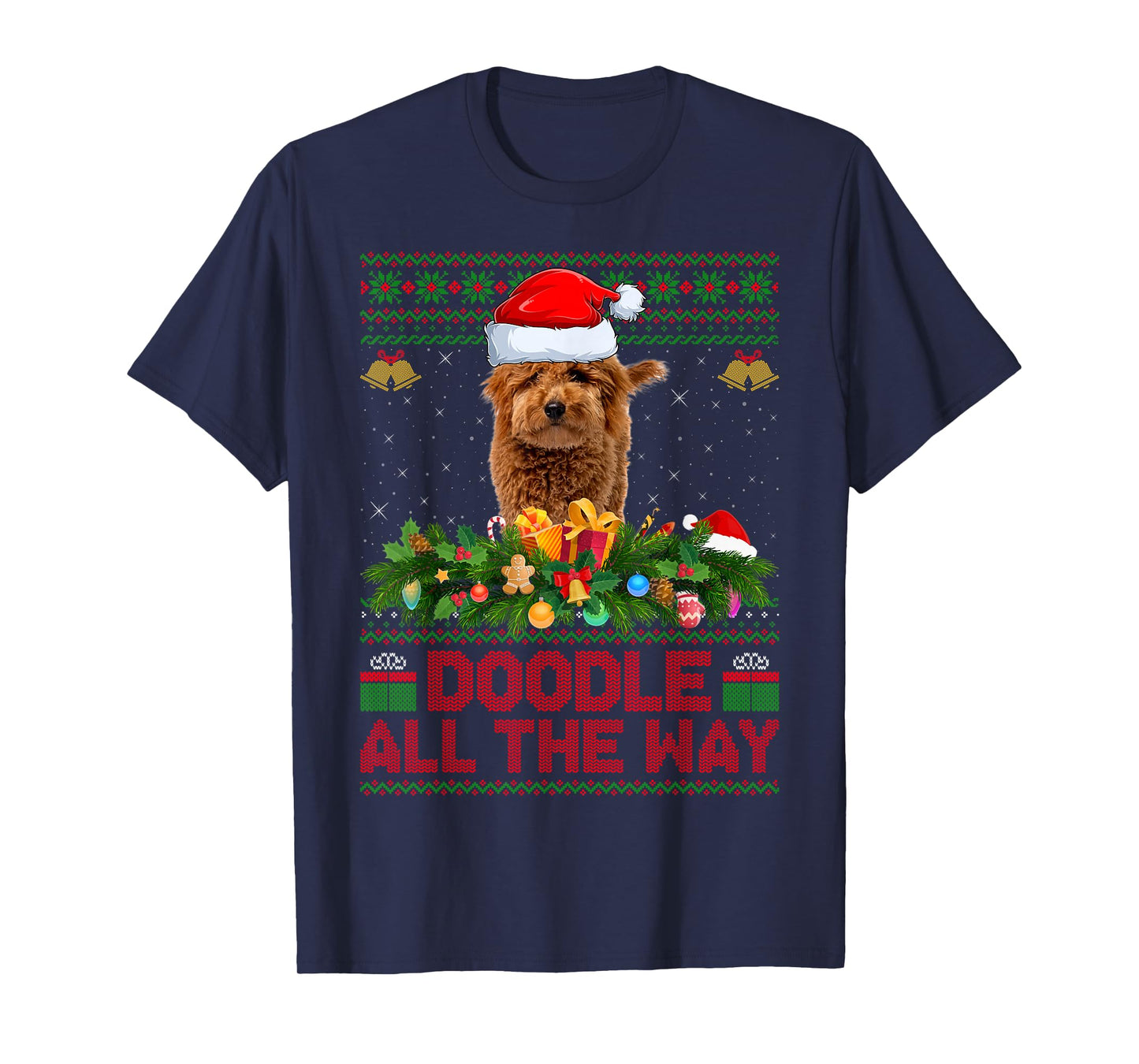 Goldendoodle Dog Ugly Christmas Sweaters Pet Dog Lover Xmas T-Shirt