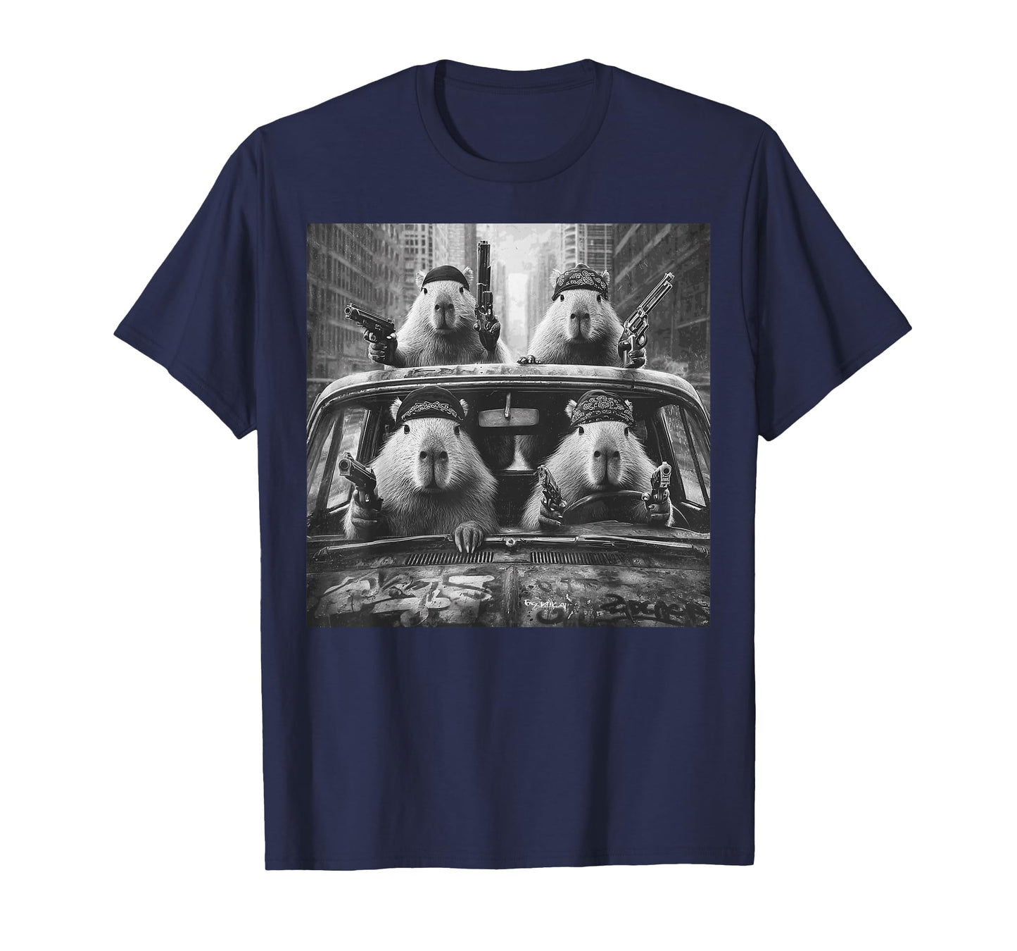 Funny Graphic Capybara Gangster Adult Funny T-Shirt