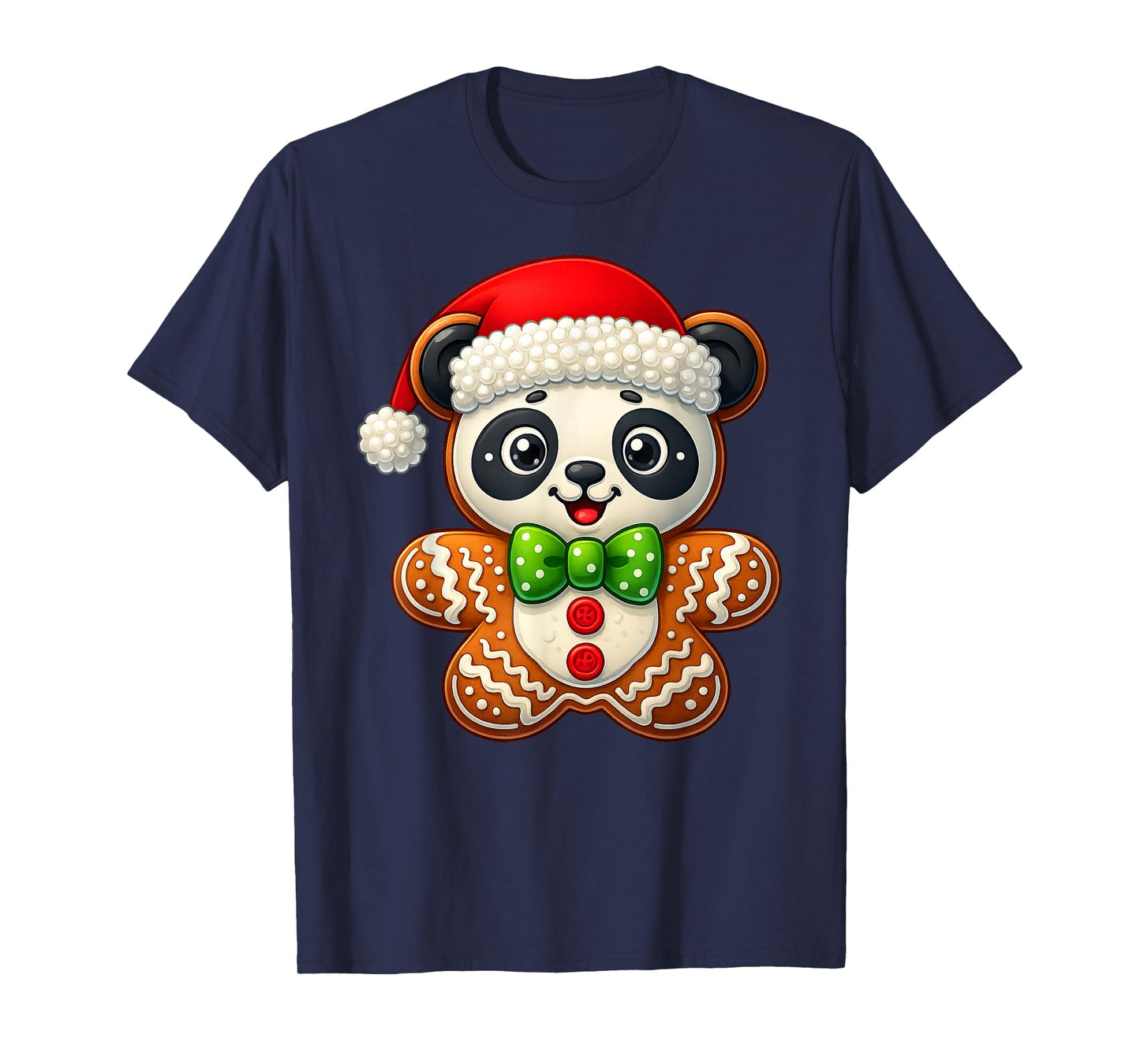 Funny Gingerbread Man Panda Christmas Tees Womens Mens Gifts T-Shirt