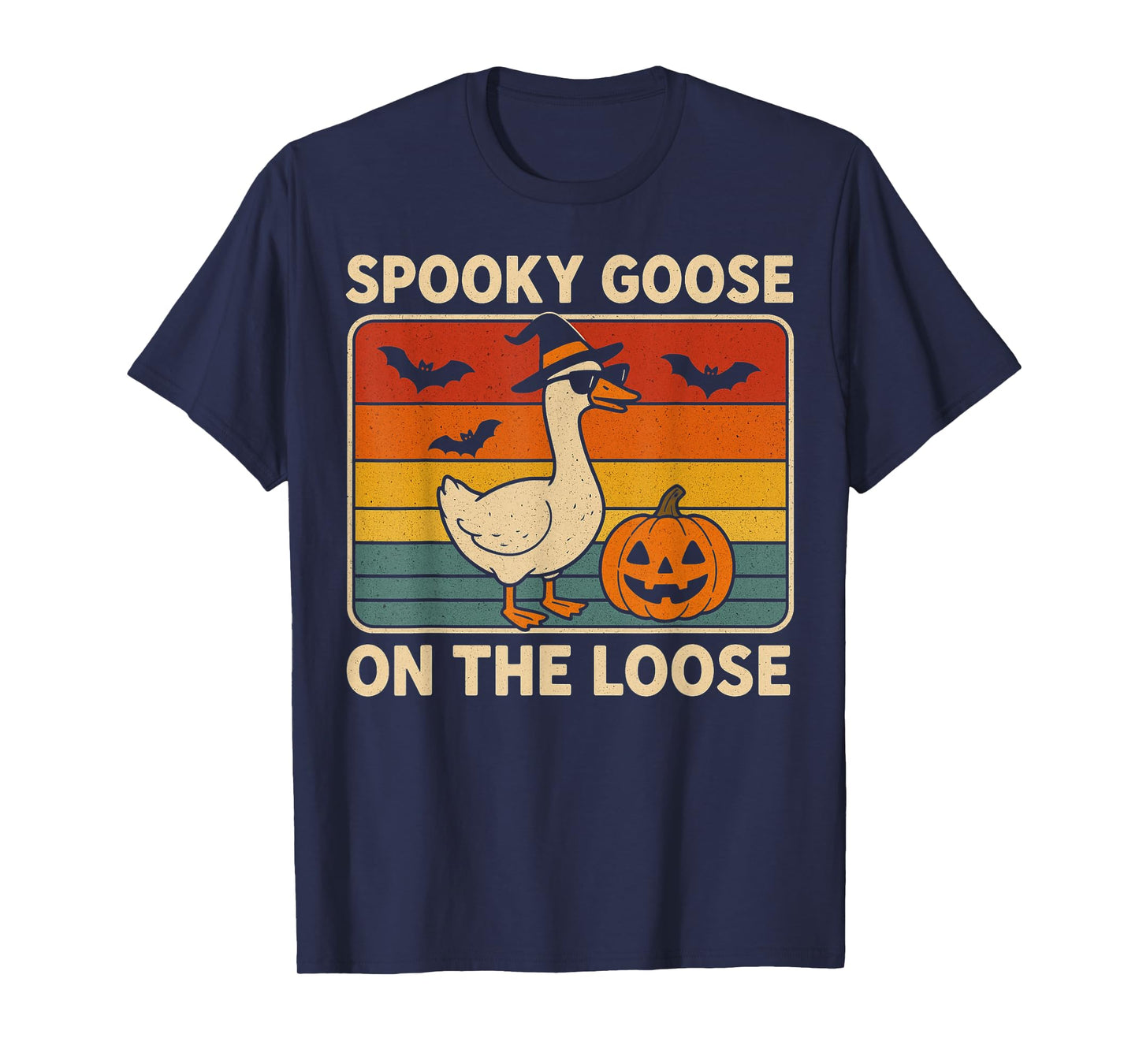Vintage Spooky Goose on The Loose Funny Halloween Retro T-Shirt