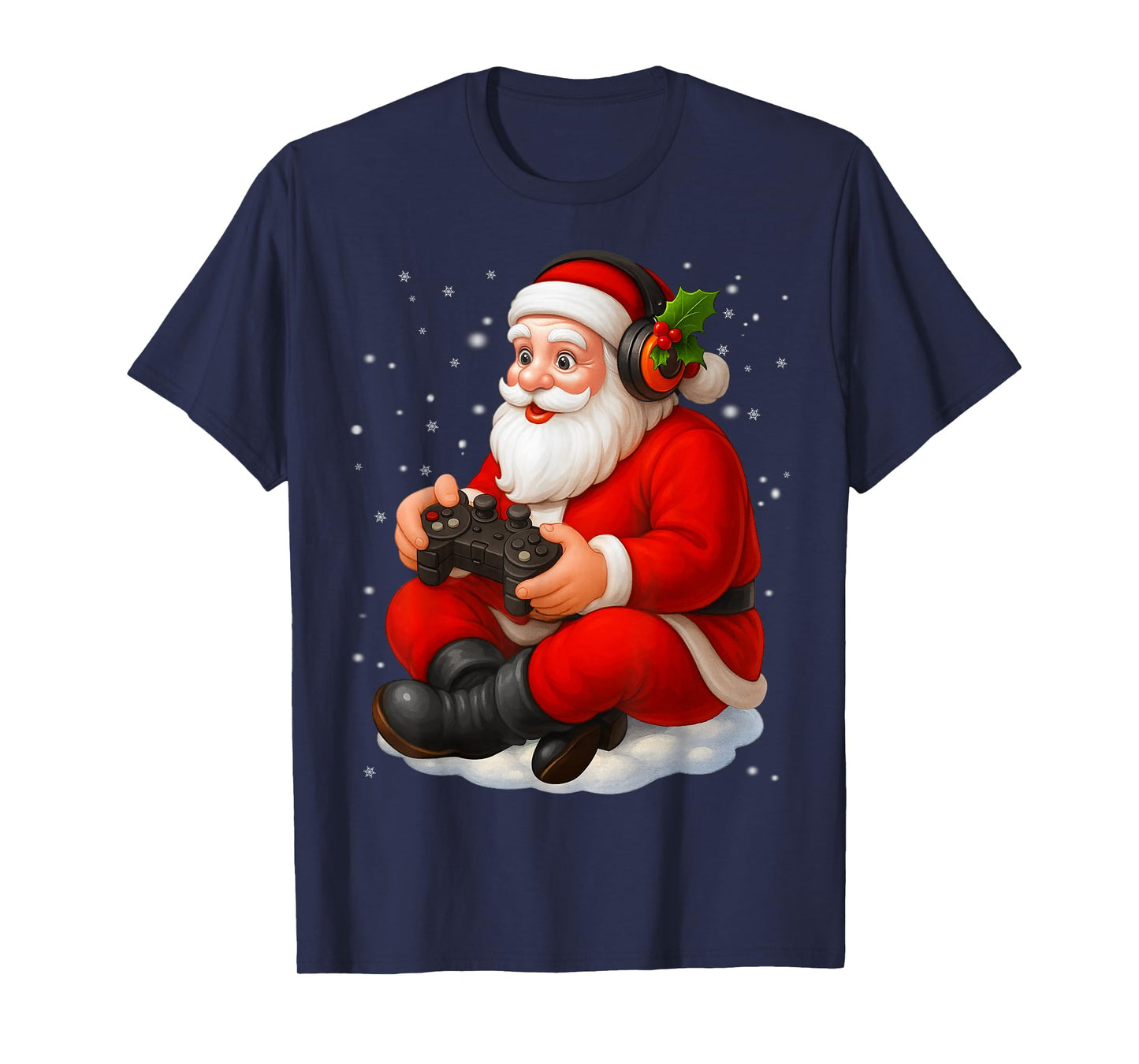 Funny Santa Video Game Snowflake Christmas Xmas Men Boy T-Shirt