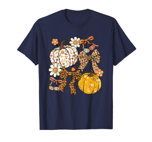 Floral Fall Pumpkin Boho Pumpkin Coquette Vintage Autumn T-Shirt