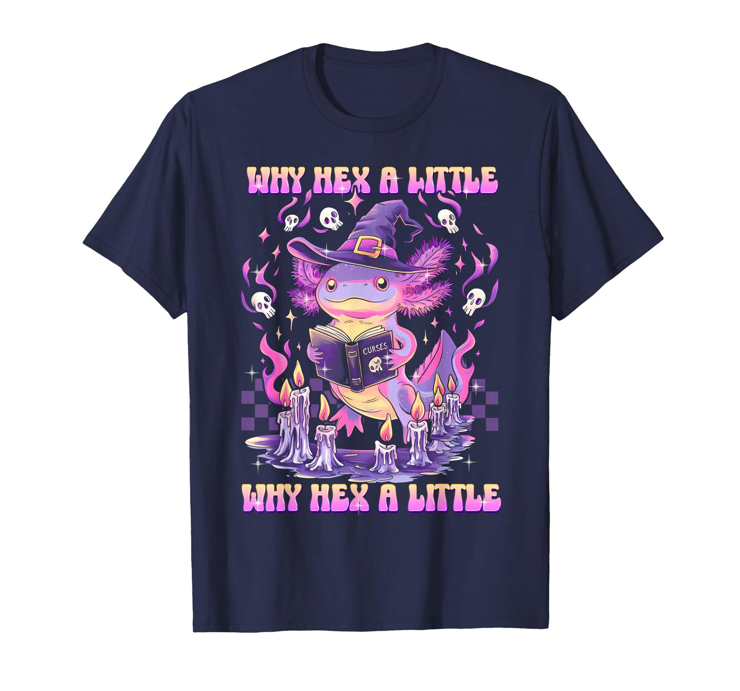 Funny Hexalotl Axolotl Witch Magic Halloween Pun T-Shirt