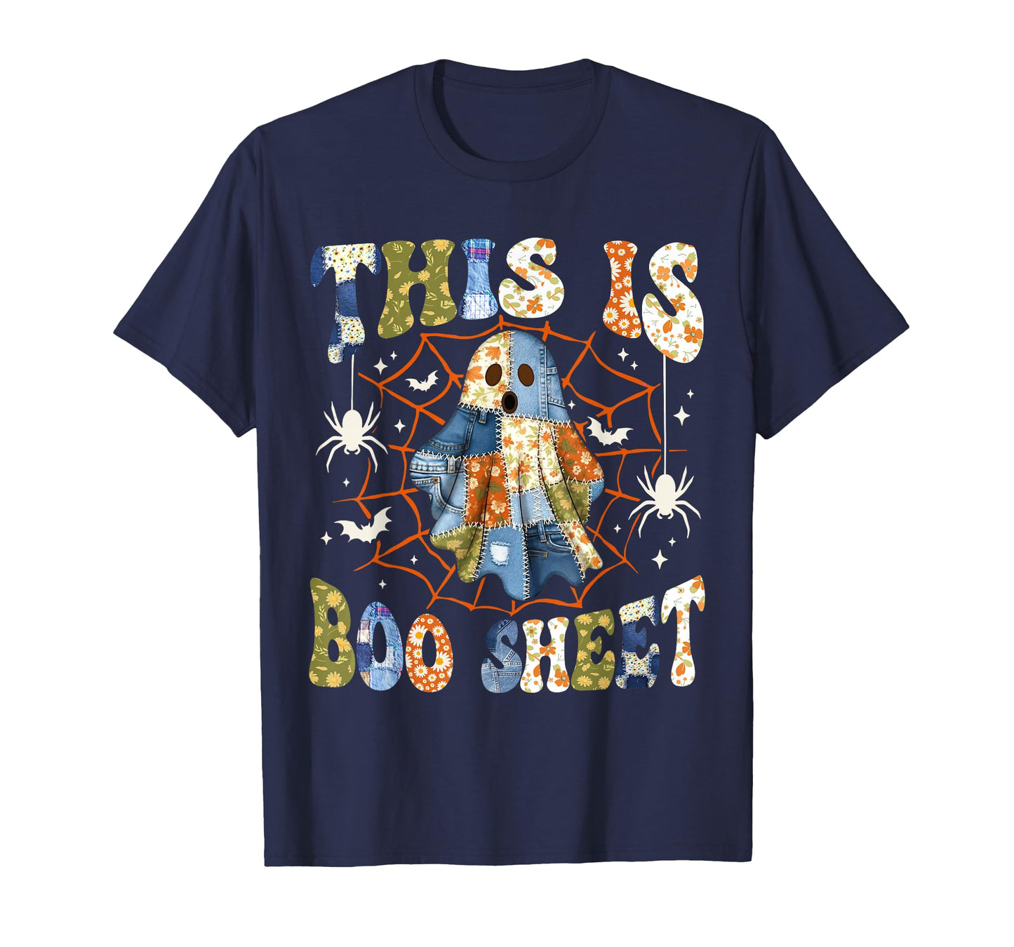 Boo Sheet Ghost Funny Retro Groovy Preppy Costume Girls Kids T-Shirt