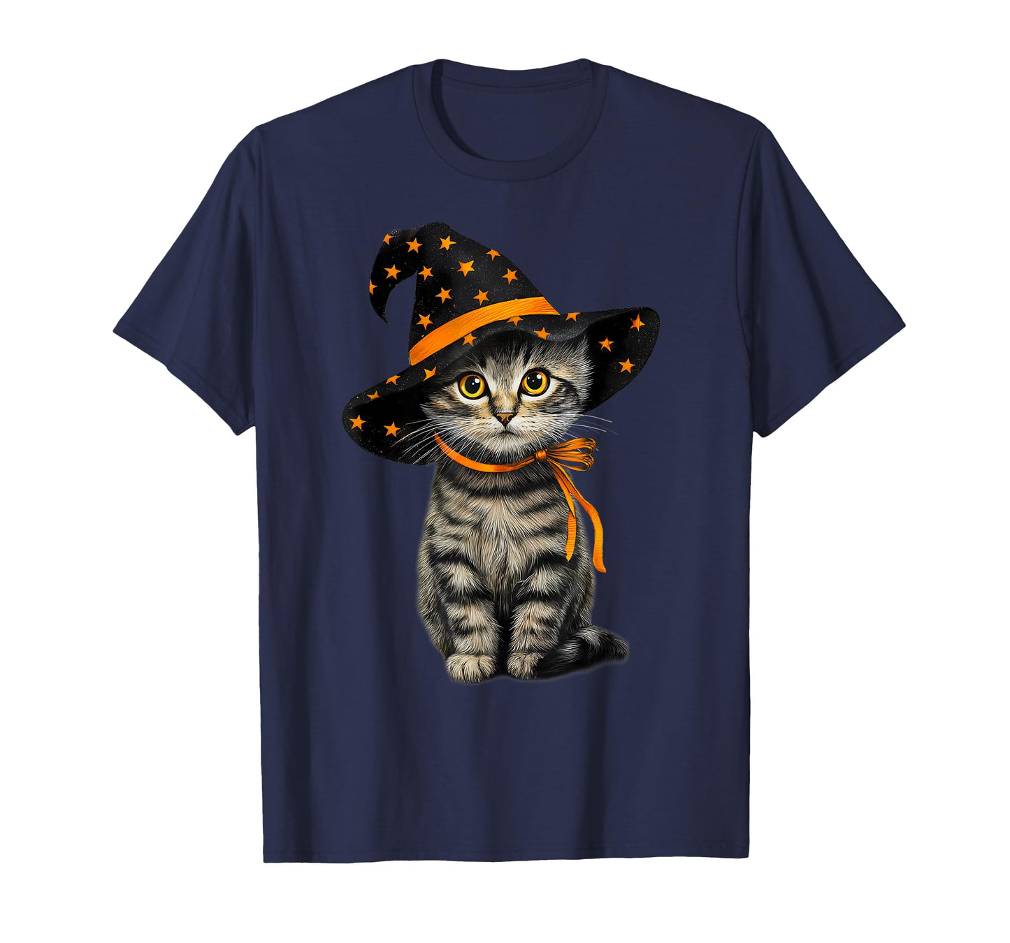 Cute Kitten Lover Cat Witch Hat Halloween Men Women Kids T-Shirt