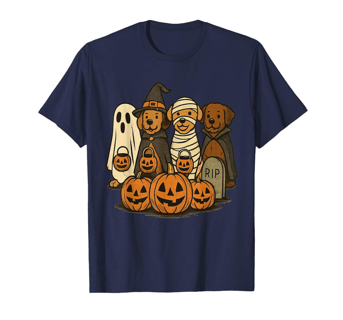 Halloween Dogs in Costumes Pumpkin Squad Cute Spooky Art T-Shirt
