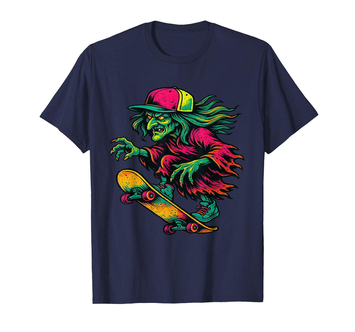 Skater Witch Gnarly Skateboard Witchy Spooky Sorcery T-Shirt