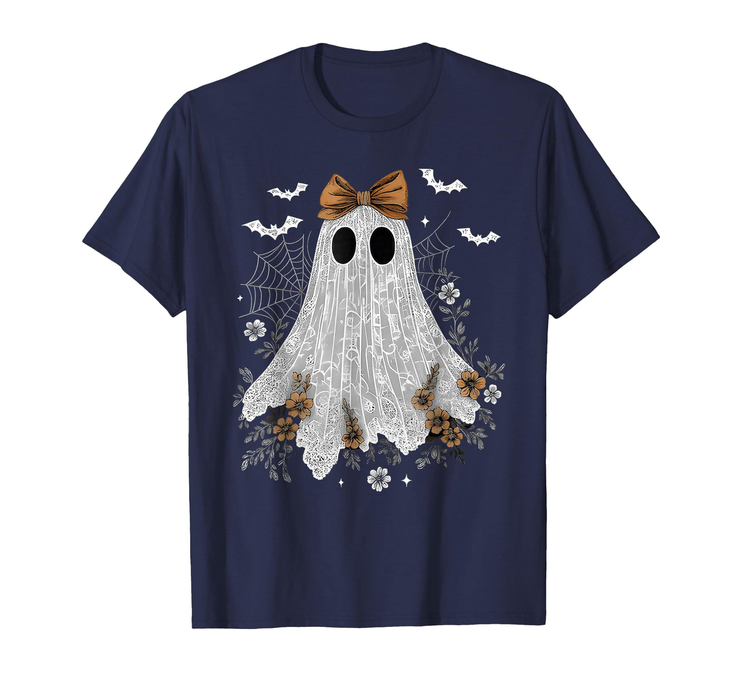 Lace Ghost Coquette Bow Vintage Women Girls Halloween Girly T-Shirt