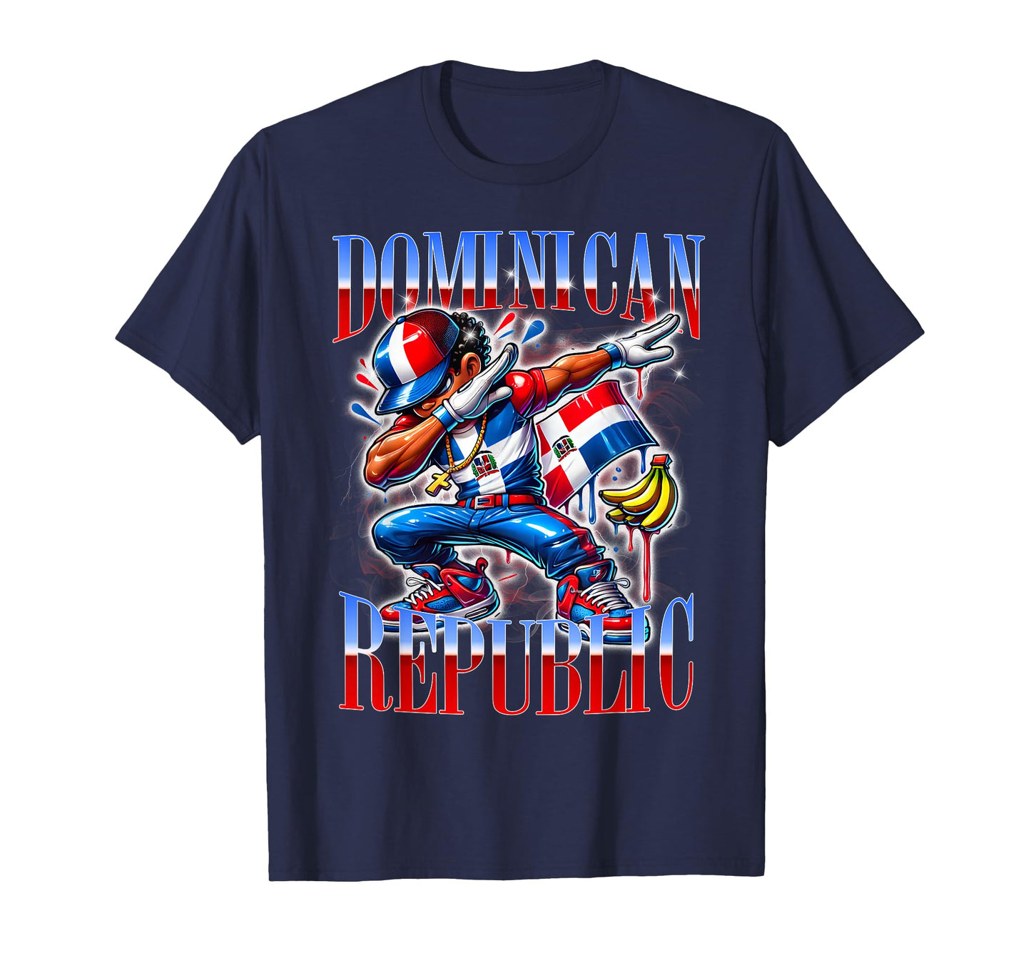 Dominican Republic Flag Dab Urban Streetwear Design T-Shirt