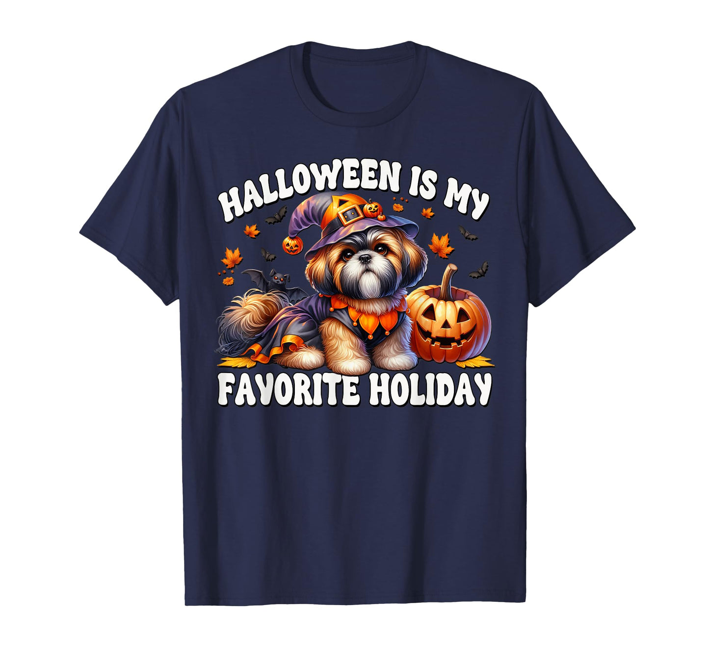 Maltese Shih Tzu Graphic Halloween is My Favorite Holiday T-Shirt