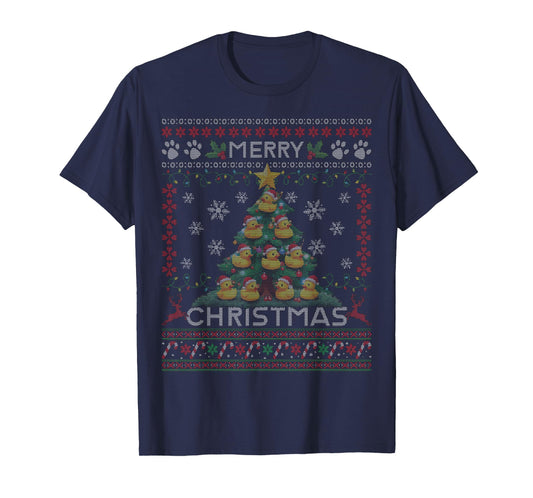 Ducks Christmas Tree Merry Christmas Funny Ugly Christmas T-Shirt