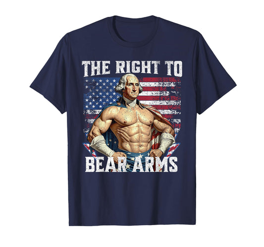 Bodybuilding 4th of July Dad USA Flag 2nd Bear Arms T-Shirt