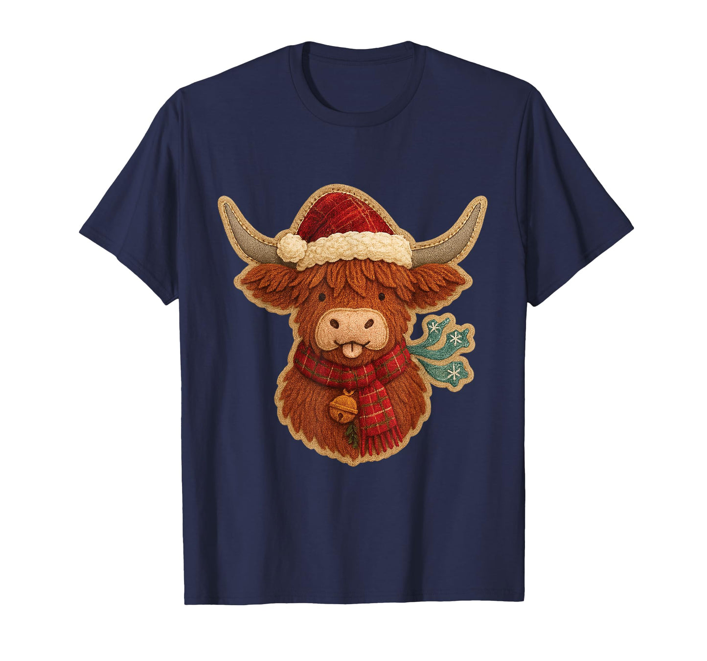 Highland Cow Christmas Cute Santa Hat Plaid Men Women Kids T-Shirt