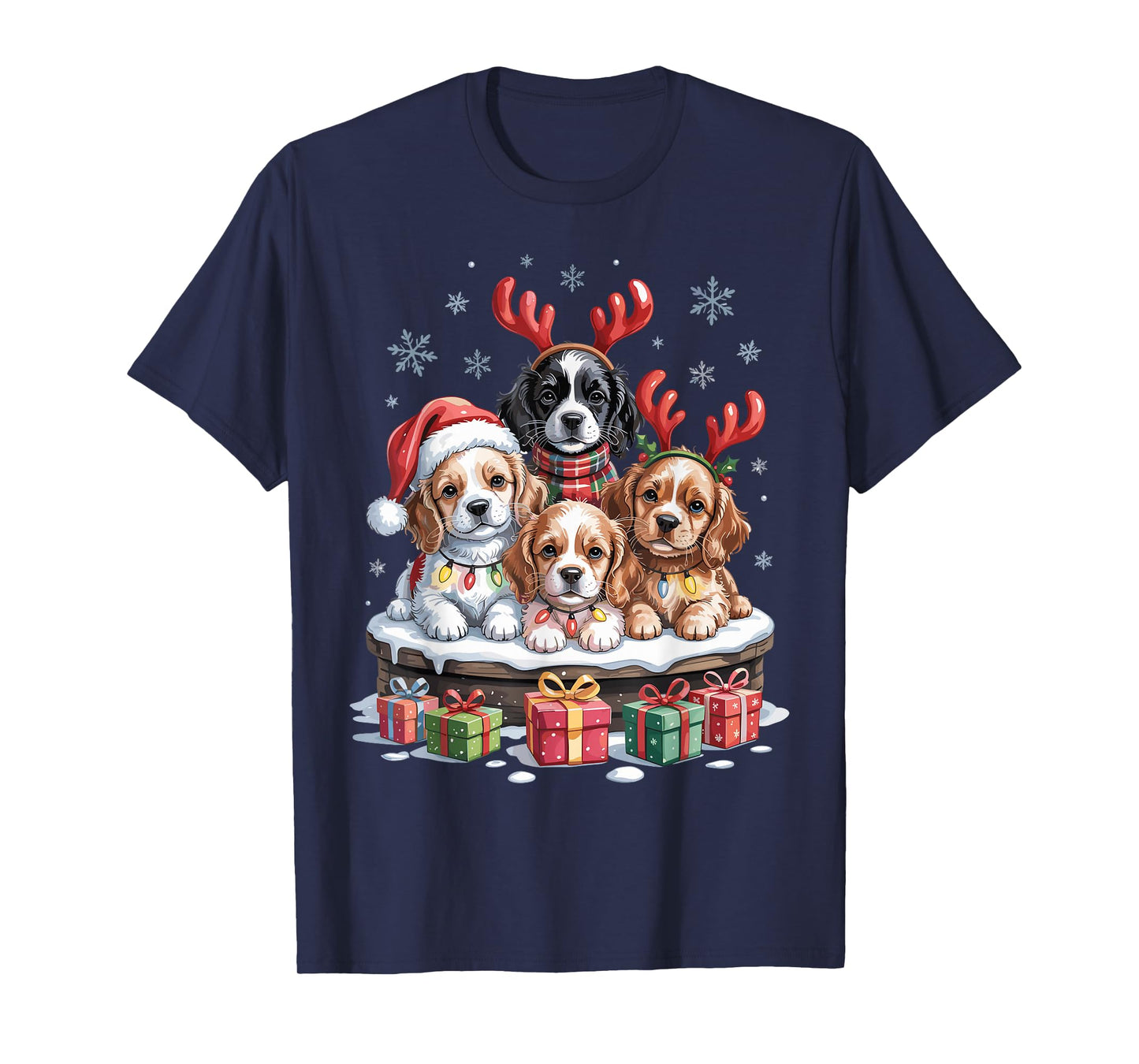 Cute Cocker Spaniel Christmas Puppies Dog Lovers Holiday T-Shirt