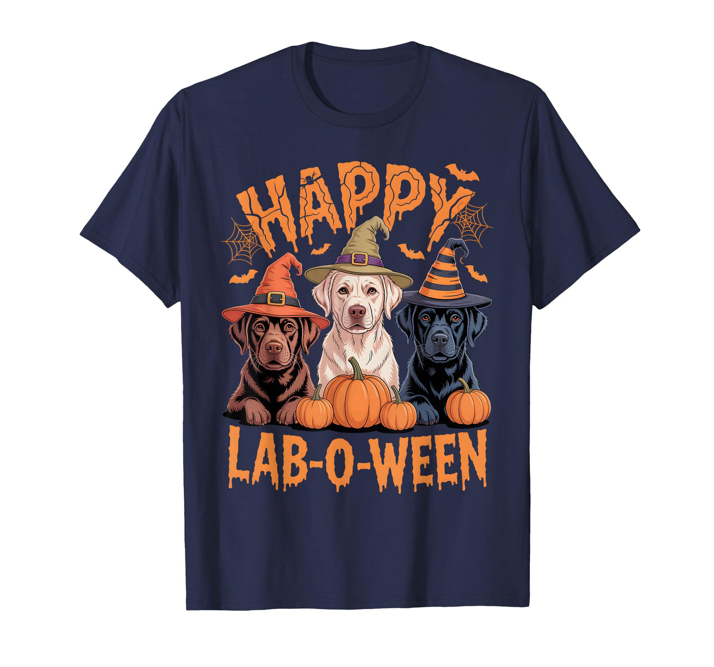 Happy Lab-O-Ween Labrador Dogs Funny Halloween Pumpkin T-Shirt