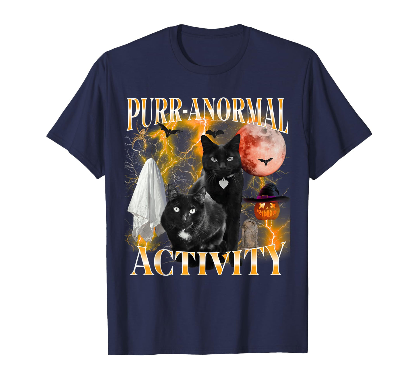 Halloween Black Cat Bootleg Purranormal Activity Ghost T-Shirt