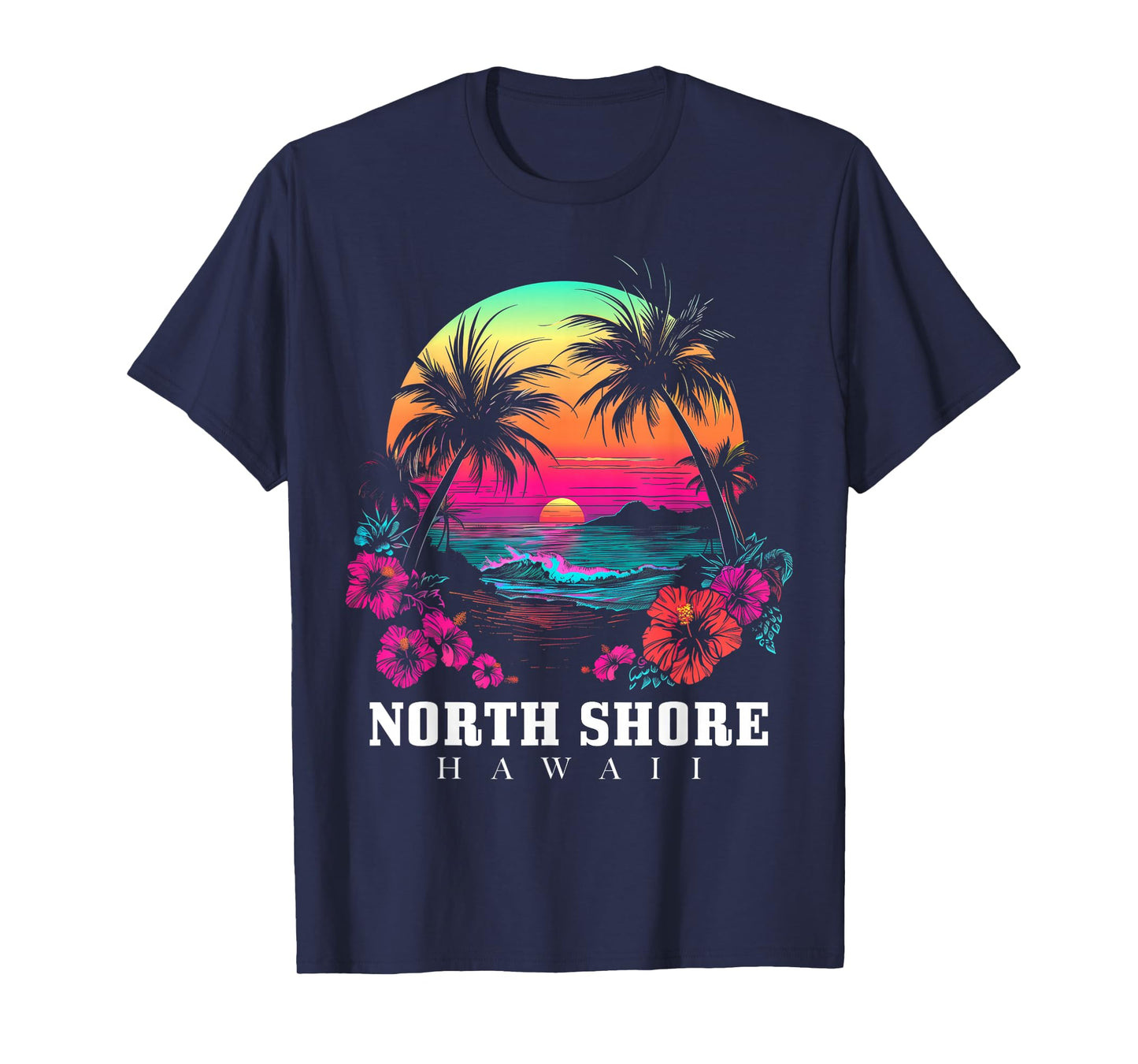 Surfer Souvenir North Shore Oahu Hawaii Hibiscus T-Shirt