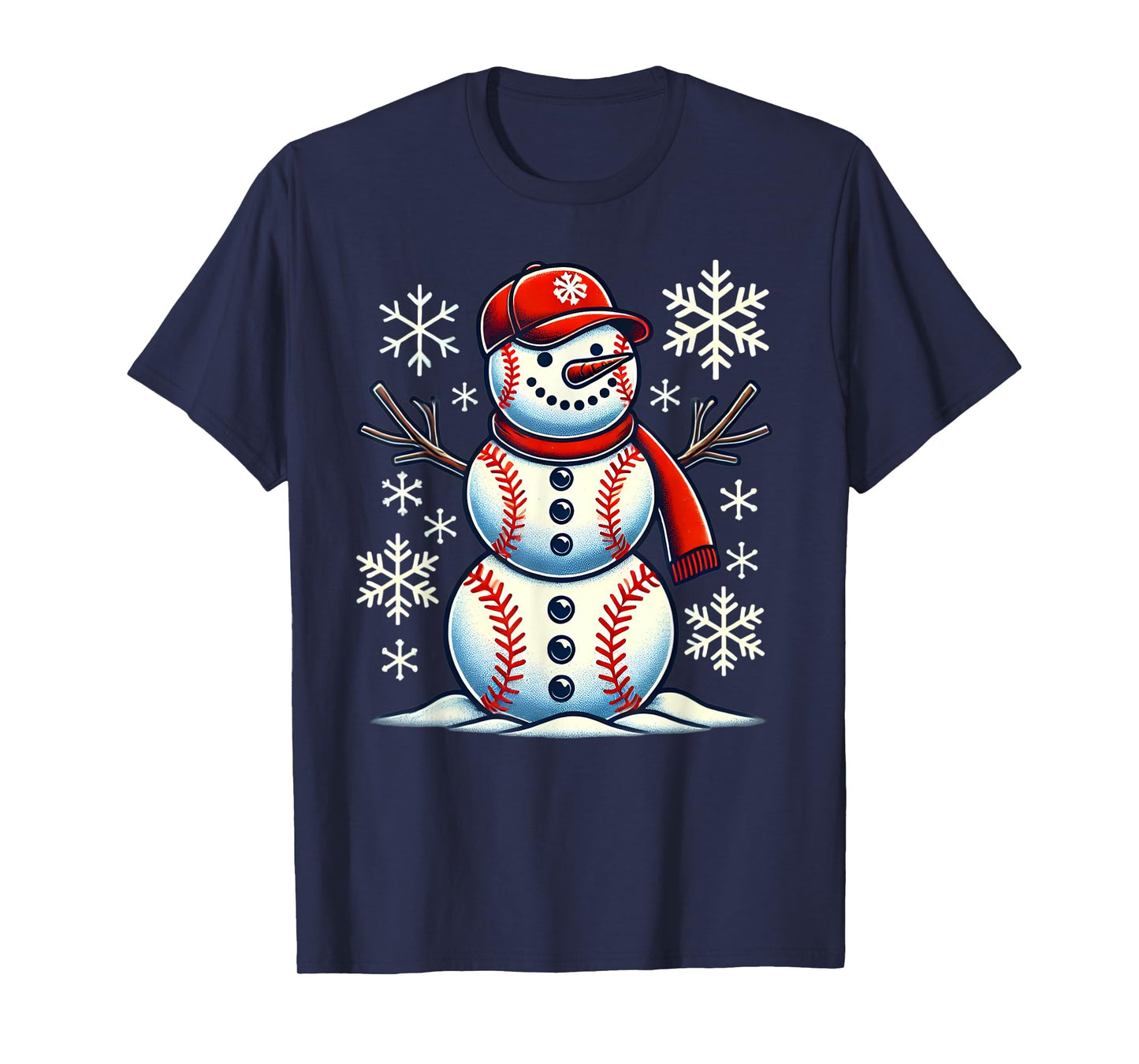 Christmas Baseball Snowman Boys Baseball Christmas Women Men T-Shirt