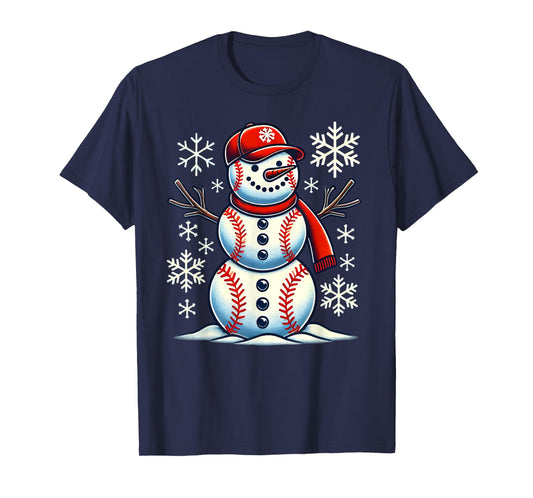 Christmas Baseball Snowman Boys Baseball Christmas Women Men T-Shirt