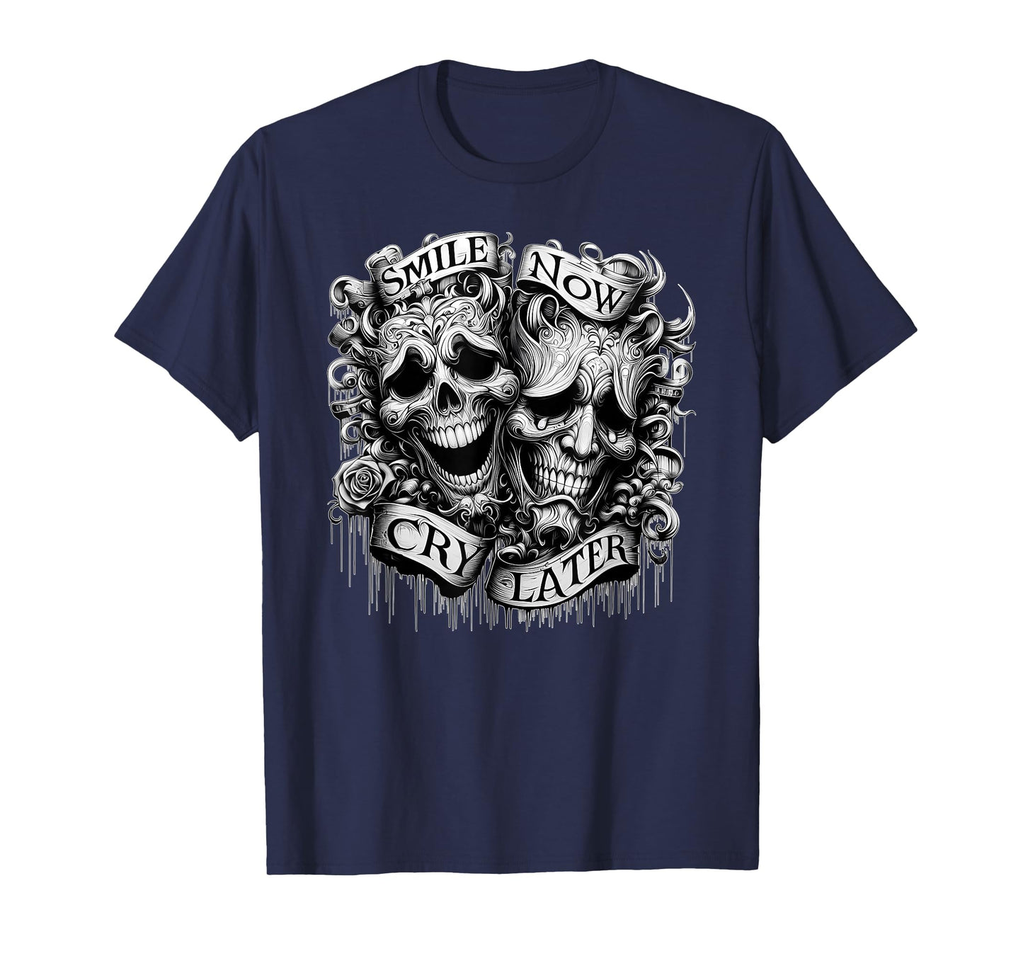 SMILE NOW CRY LATER Clown Chicano Art Shirt Gothic Cholo T-Shirt