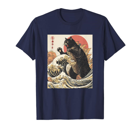Catzilla Cat Japanese Art Funny Cat For Men Women Kid T-Shirt
