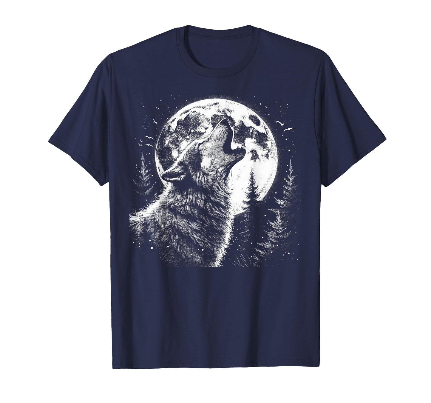 Graphic Tee Wolf Howling Moon Forest Nature Wildlife Animal T-Shirt