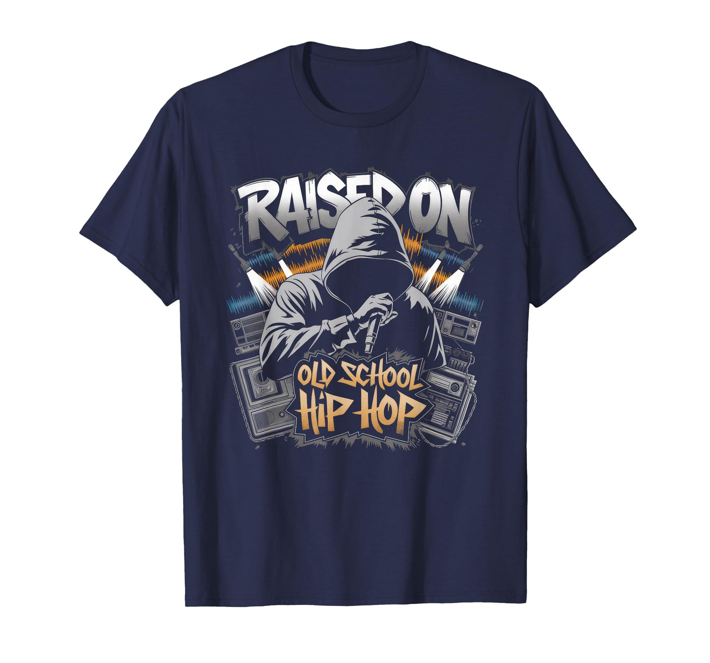 RAISED ON OLD SCHOOL HIP HOP Tshirt Cassette Graffiti Rap T-Shirt