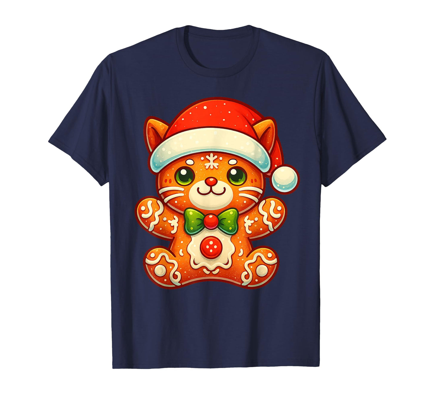 Gingerbread Man Cat Christmas Tees Womens Mens Kids Gifts T-Shirt