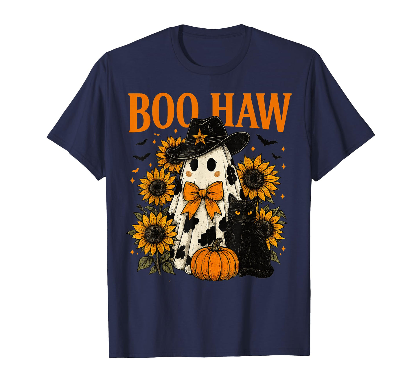 Boo Haw Retro Western Halloween Cowgirl Ghost Howdy Pumpkin T-Shirt