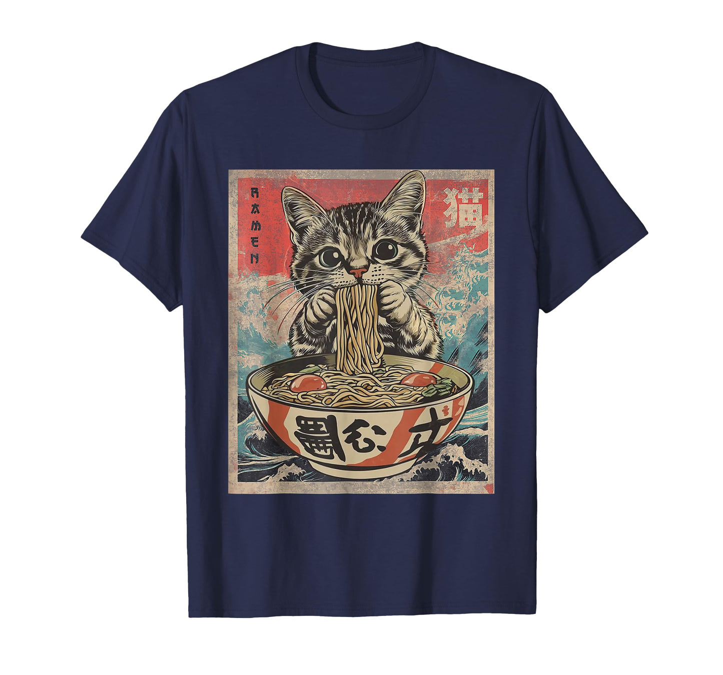 Funny Cat Ramen Noodles Kawaii Anime Manga Japanese Food T-Shirt