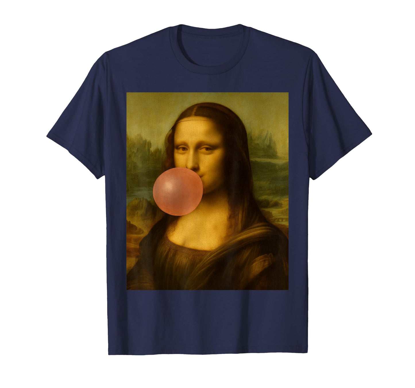Funny Vintage Design Mona Lisa Blowing Bubble Gum T-Shirt