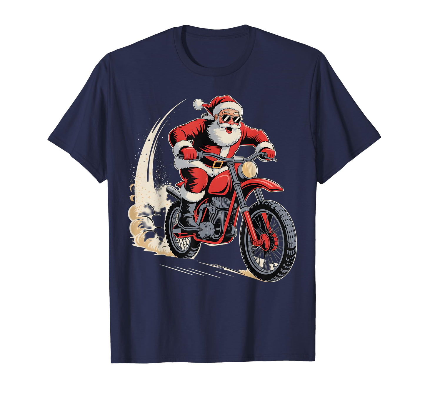 Dirt Bike Christmas Santa Motocross Biker Funny Xmas Boys T-Shirt