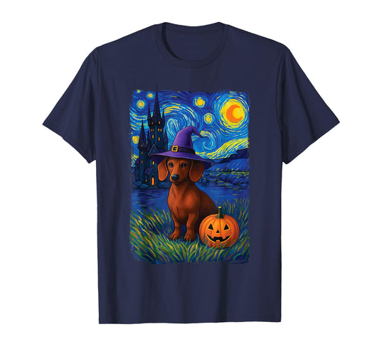 Dachshund Starry Night Halloween T-Shirt