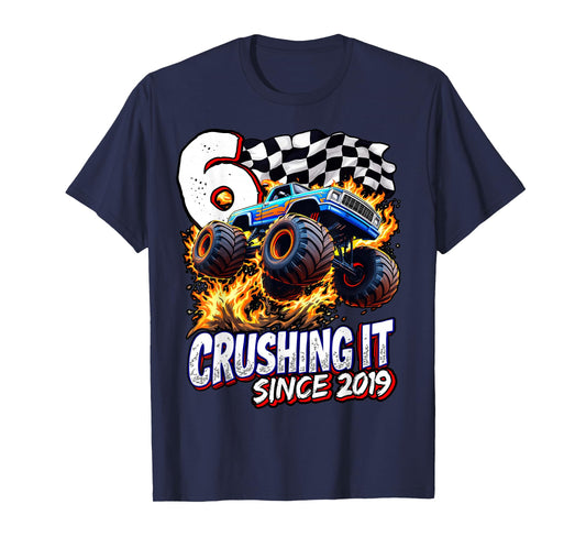 Birthday Monster Truck 6 year Old Boys 6th Party Born 2019 T-Shirt