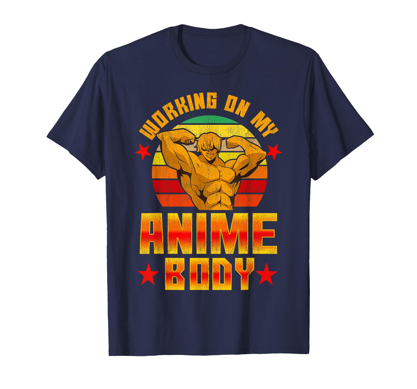 Working On My Anime Body Vintage Retro Bodybuilder T-Shirt