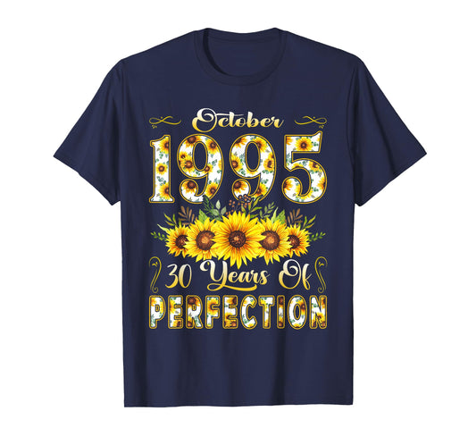 30 Year Old October 1995 Sunflower 30th Birthday Women T-Shirt