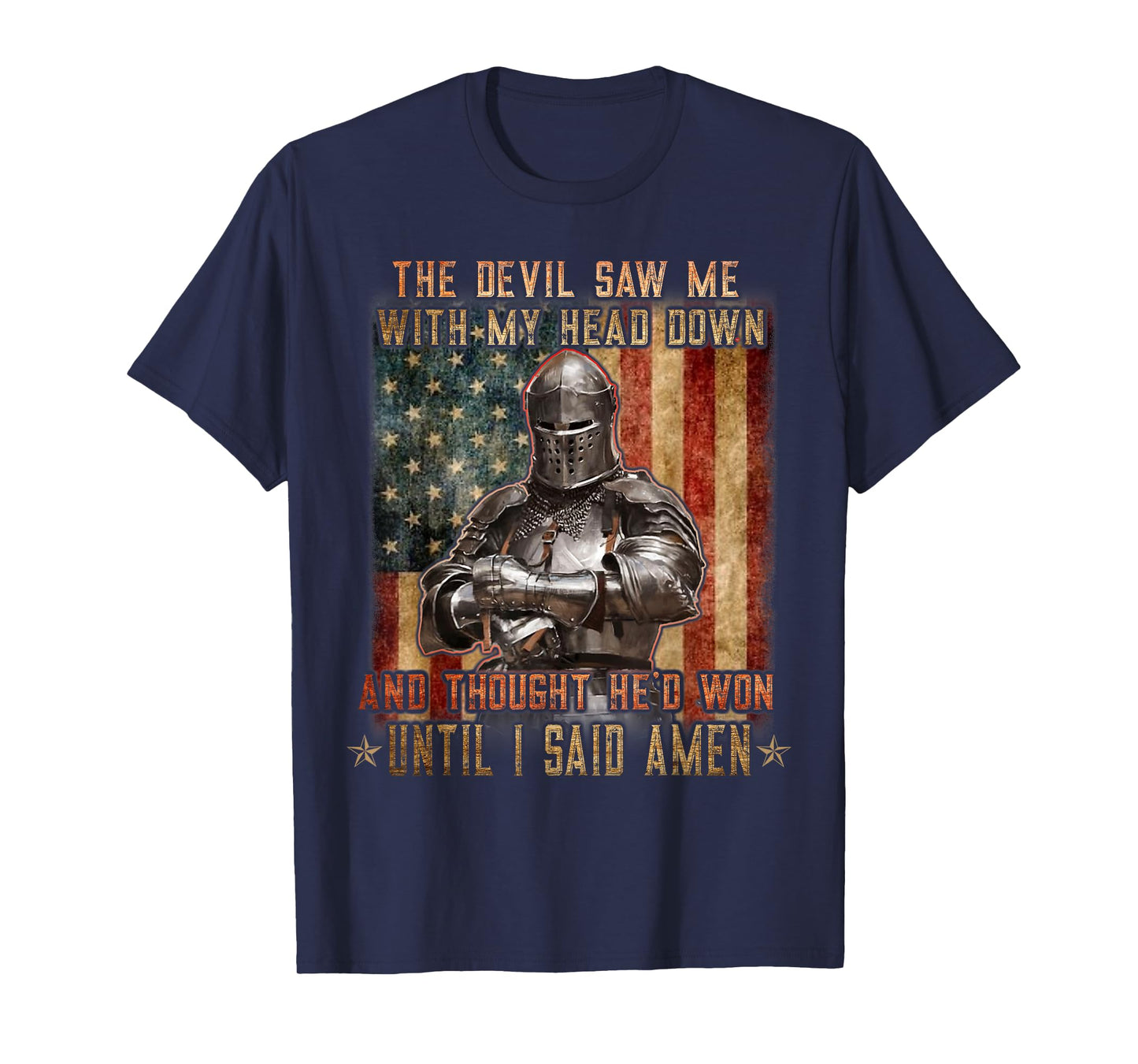The Crusader - The Devil Saw Me - Knight Templar US Flag T-Shirt