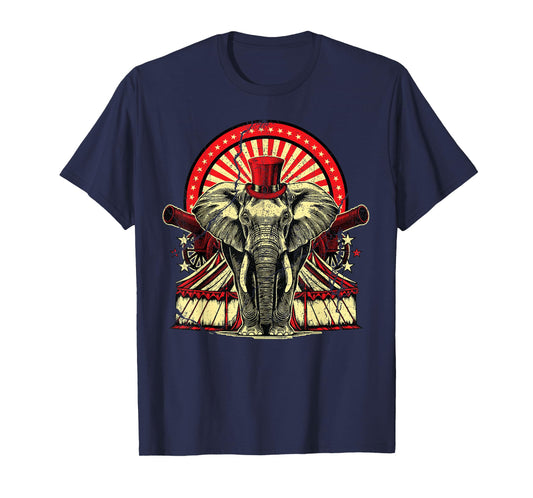 Vintage Circus Elephant Carnival Staff Themed Birthday Retro T-Shirt