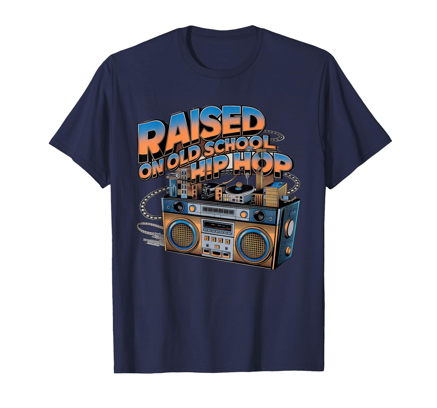 RAISED ON OLD SCHOOL HIP HOP Tshirt Cassette Graffiti Rap T-Shirt