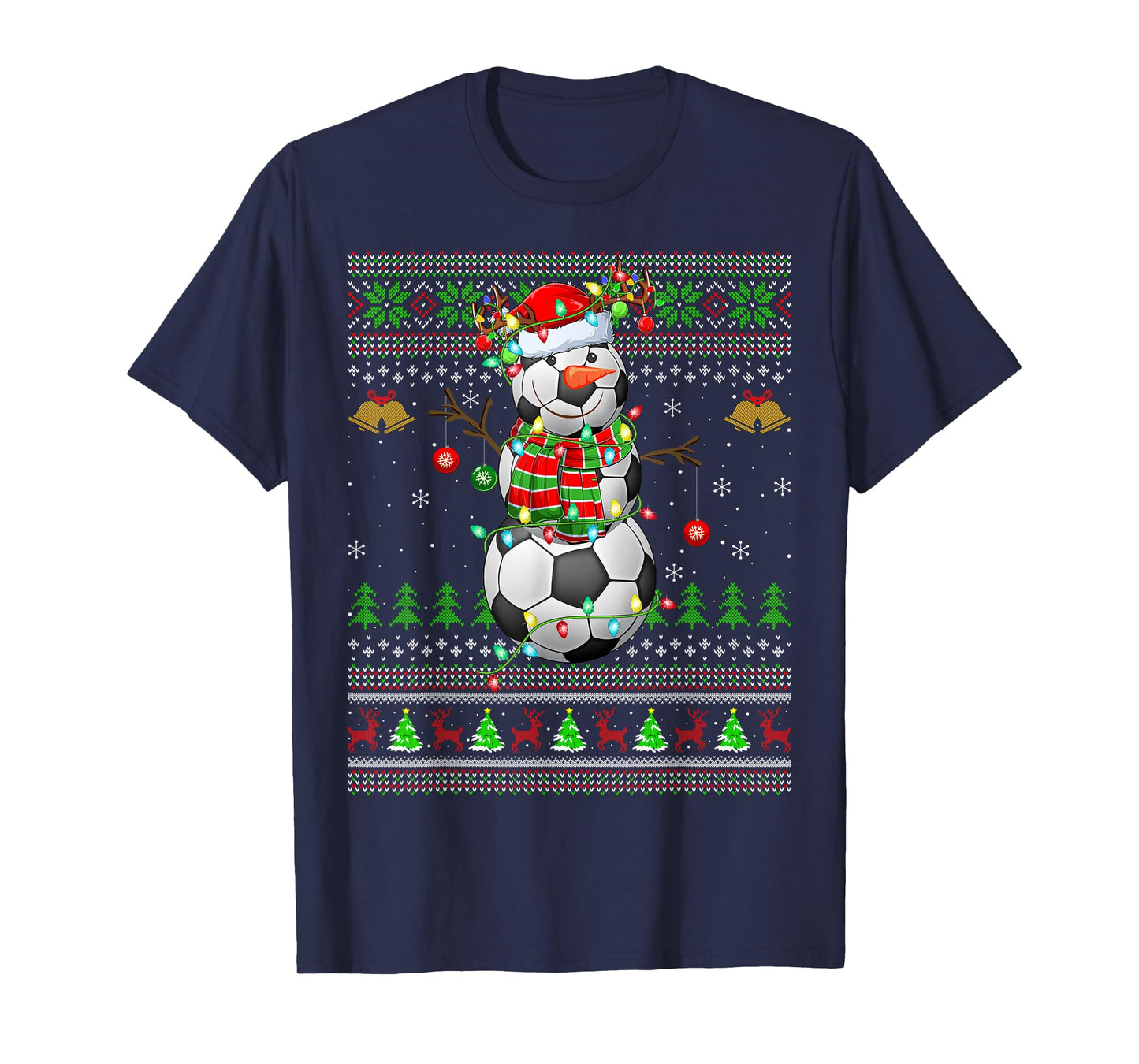 Soccer Snowman Ugly Christmas Sweaters Sports Player Xmas T-Shirt