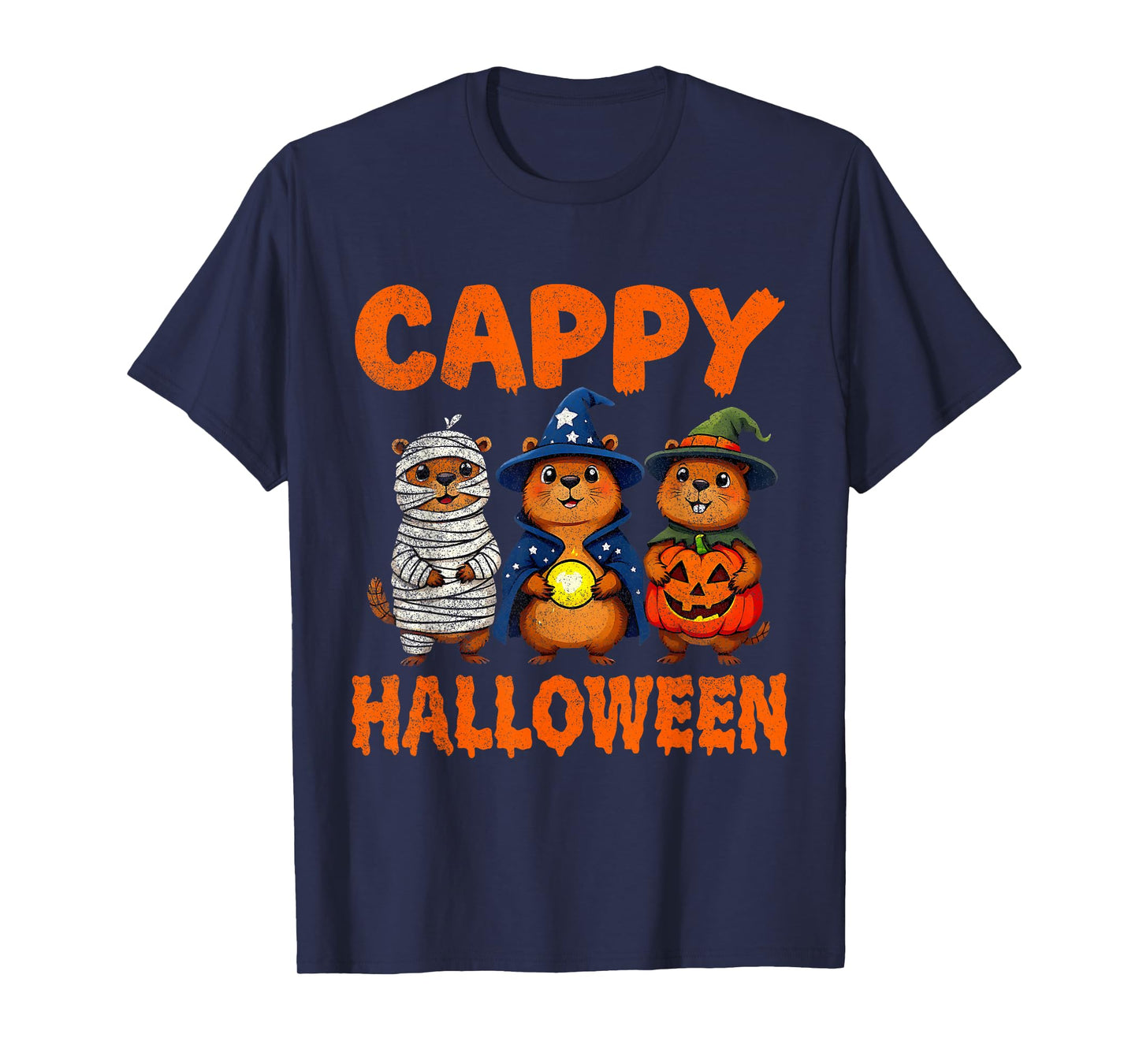 Cappy Halloween Funny Capybara Ghost Witch Pumpkin Spooky T-Shirt