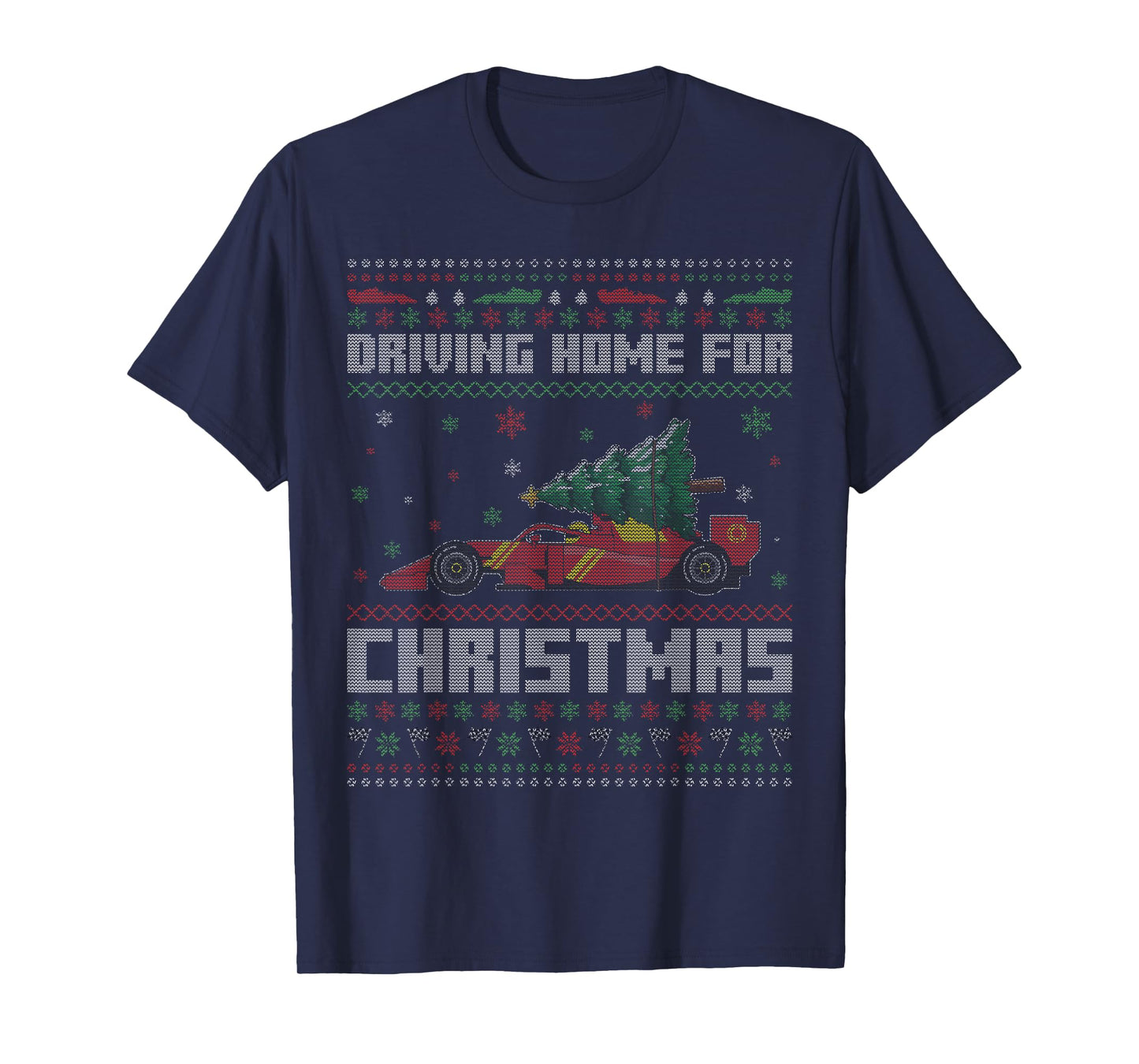 Driving Home for Christmas Racing Funny Ugly Christmas T-Shirt