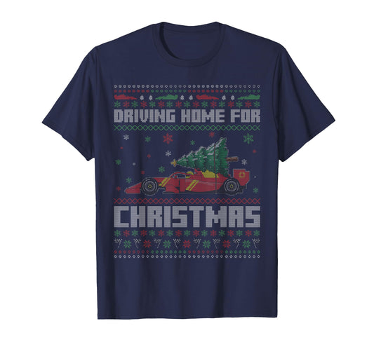 Driving Home for Christmas Racing Funny Ugly Christmas T-Shirt