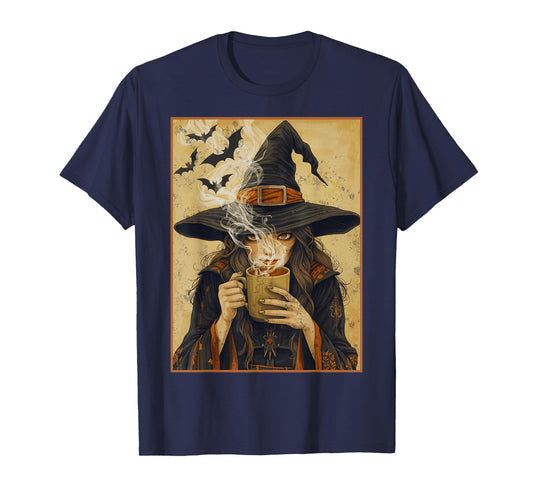 Vintage Halloween Witch Pumpkin Spice Latte Syrup Creamer T-Shirt