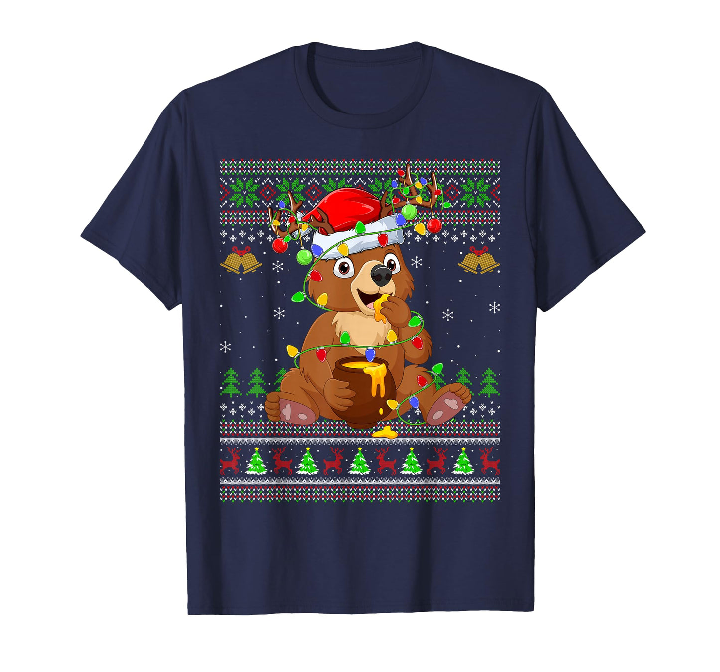 Funny Bear Ugly Christmas Sweaters Holiday Santa Cute Xmas T-Shirt